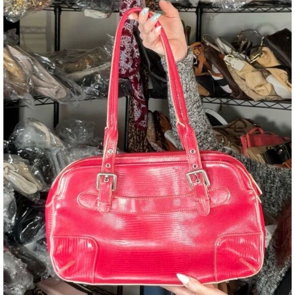 MX FASHION - EUC Faux Leather Croc-Embossed Long Handle Shoulder Bag in Red - Picture 15 of 15